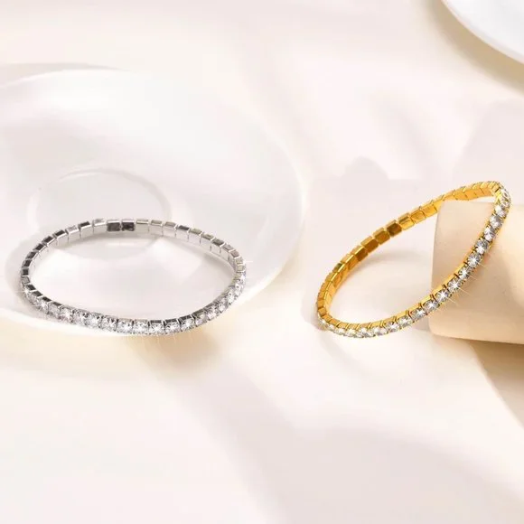 Z Tennis Bracelet, Minimalist Eternity Round Cubic Zirconia Bracelet - Picture 2 of 5